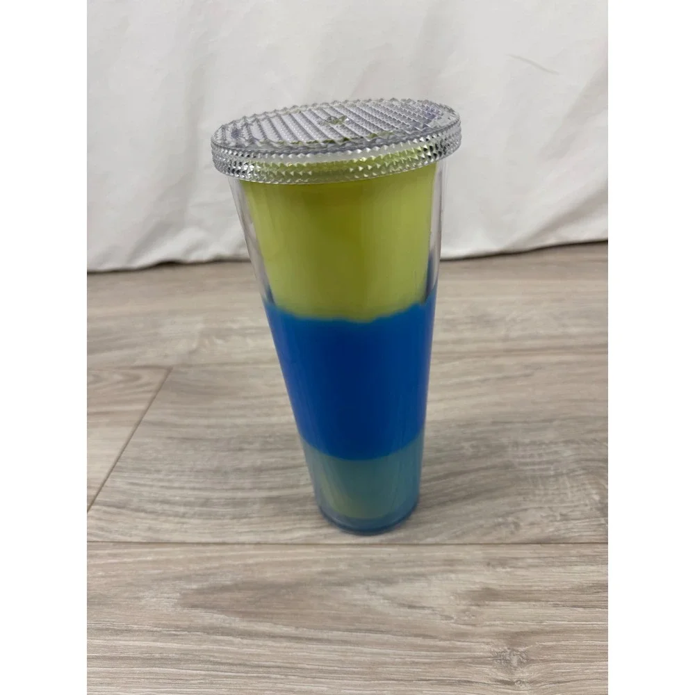 Starbucks 24oz Cold Cup Tumbler Neon Lime Green Blue Color‎ Block 2020